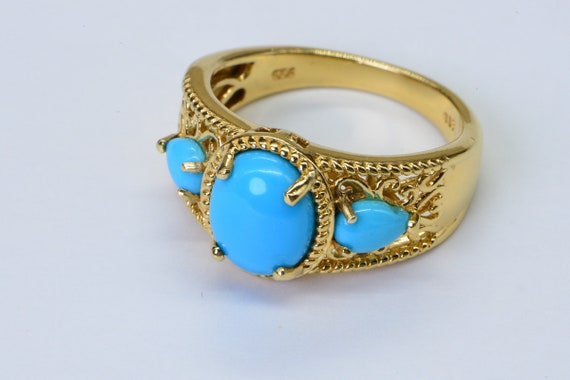 指輪・リング Sleeping Beauty Arizona Arizona Sleeping Beauty Turquoise Ring Triplet Stone 14K Yellow