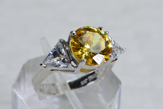 Simulated Yellow Diamond Ring: Sterling Silver Tr… - image 7