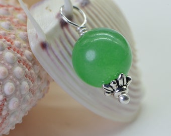 Apple Green Aventurine  Pendant Genuine Aventurine  Jewelry Sterling Silver Charms Small Charms 10 mm Round Pendant