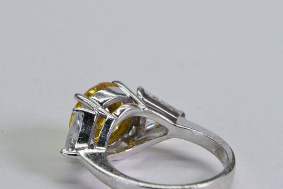 Simulated Yellow Diamond Ring: Sterling Silver Tr… - image 3