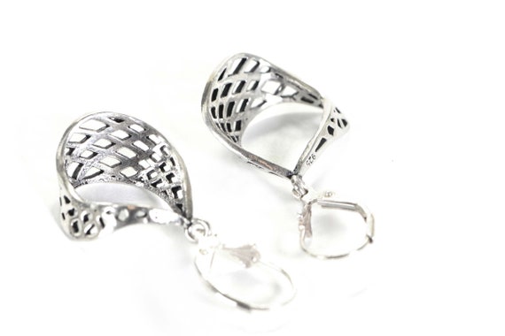 Solitary Sterling silver basket Dangle Earrings - image 8