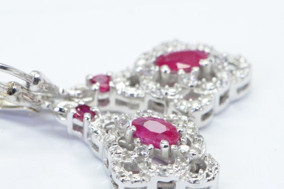 Natural Ruby Diamond Accent Drop Dangle   Earring… - image 10