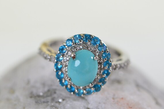 Genuine Turquoise Vintage Ring Turquoise ring Ova… - image 4