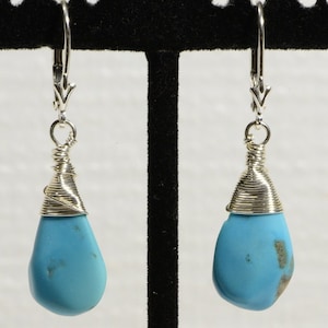 Sleeping Beauty Turquoise Sterling Silver Earrings . Dangle Earrings. Turquoise Sterling Silver Earrings. by Trendydeals
