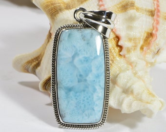 Larimar Pendant Sterling Silver Handmade Jewelry Natural Larimar Jewelry