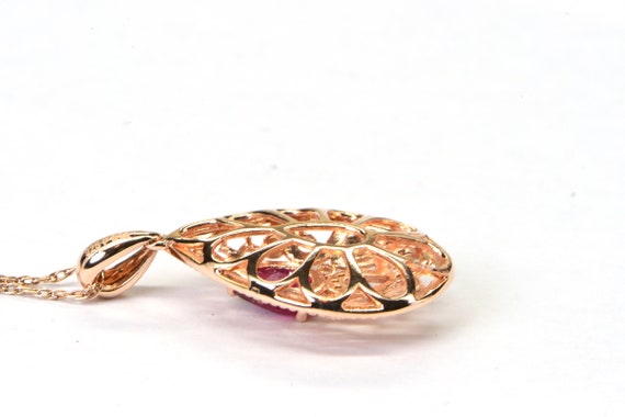 Natural Ruby and Diamond Rose Gold Necklace Penda… - image 10