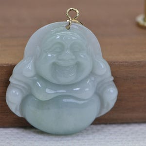 Natural Ice Green Burmese Jade Carved Angel Pendant 14K Gold Small Pendant  Pendant Green and White Jade Dainty