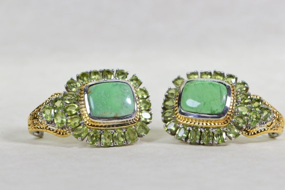 Green Turquoise and Peridot Stud Earrings Large S… - image 10