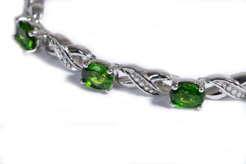 Gemstone Bracelet Russian Chrome Diopside Bolo Bracelet Adjustable Rhodium Over Sterling Silver Birthstone September