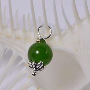 Apple Green Jade Pendant Genuine Jade Jewelry Sterling Silver Charms Small Charms 6mm Round Pendant image 1