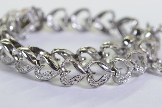 Natural Diamond Tennis Bracelet Hearts Bracelet w… - image 7