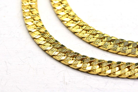 14K Yellow Gold Plated Heavy Flat Cuban Texture W… - image 4