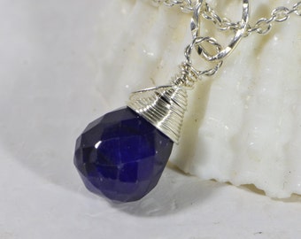 Sku#GIC#6062 Natural Sapphire Ready To Wear Shaded Sapphire Faceted Drops Briolette Necklace Precious Party Wear and Gift For Her Sku#GIC#6062 Natural Sapphire Ready To Wear Shaded Sapphire Faceted Drops Briolette Necklace Precious Party Wear and Gift For Her