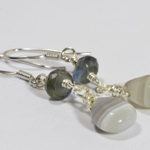 Blue Labradorite Teardrops Wire Wrapped Earrings Birthday Gifts Smooth Briolette Agate Earrings