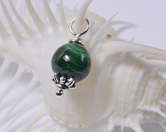 Malachite   Beads 8 mm Wire Wrapped Head Pin Silver wire