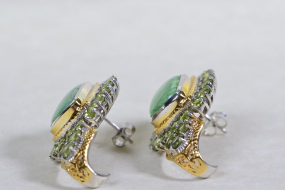 Green Turquoise and Peridot Stud Earrings Large S… - image 6