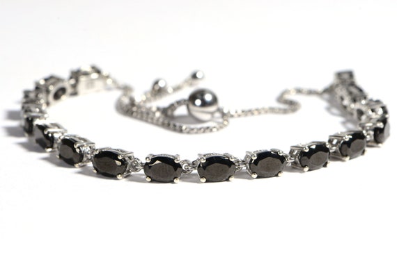 Thai Black Spinel Tennis Bracelet Bolo Bracelet i… - image 4