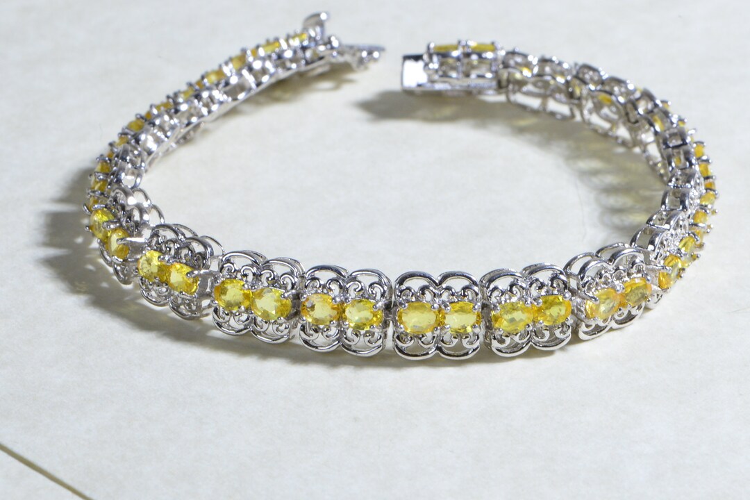 Citrine Tennis Bracelet Sterling Silver Bracelet Citrine Jewelry Birthstone Bracelet Raw Citrine