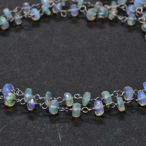 Ethiopian Welo Opal Necklace Choker Sterling silver  Wire Wrapped Chain Opal Jewelry Ethiopian Welo Opal Jewelry