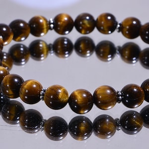 8mm Tiger Eyes Gemstone Bracelet Mens Bracelet Stretch Bracelet Mens Bracelet, Wrist Mala Bracelet
