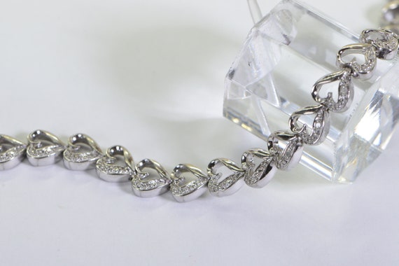 Natural Diamond Tennis Bracelet Hearts Bracelet w… - image 3