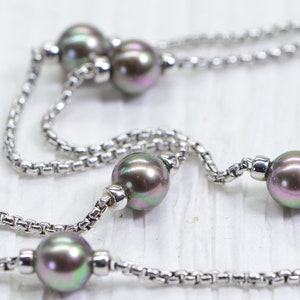 Tahitian Black Pearl Necklace 5 pearl Necklace Sterling Silver Choker Pearl Necklace