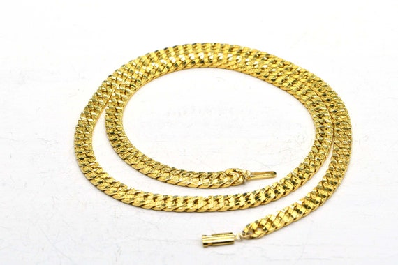 14K Yellow Gold Plated Heavy Flat Cuban Texture W… - image 6