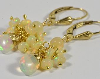 Ethiopian Opal Earrings 14k Gold Filled Handmade Jewelry Natural Ethiopian Opal Jewelry