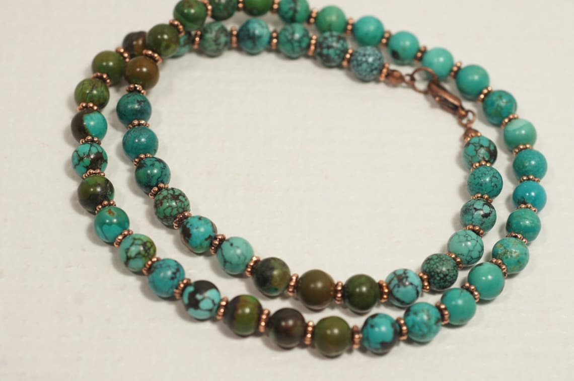 African turquoise collar lenght necklace with coin