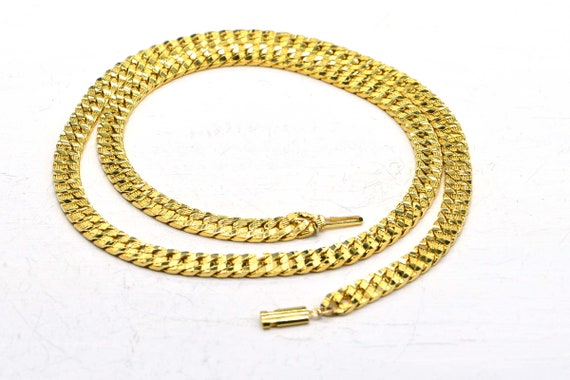 14K Yellow Gold Plated Heavy Flat Cuban Texture W… - image 8