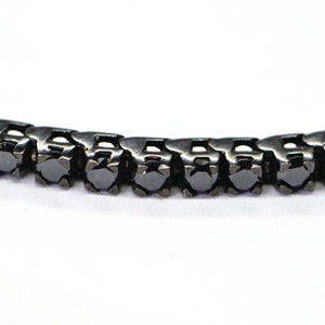 Natural Black Diamond Tennis Bracelet  Black Rhodium Round Brilliant Cut  Bracelet - 6.75 inch