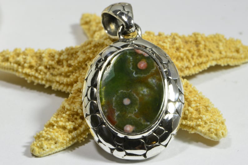 Ocean Jasper Pendant Handmade Jewelry Sterling Silver Jewelry