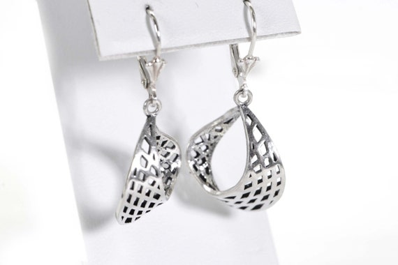 Solitary Sterling silver basket Dangle Earrings - image 5