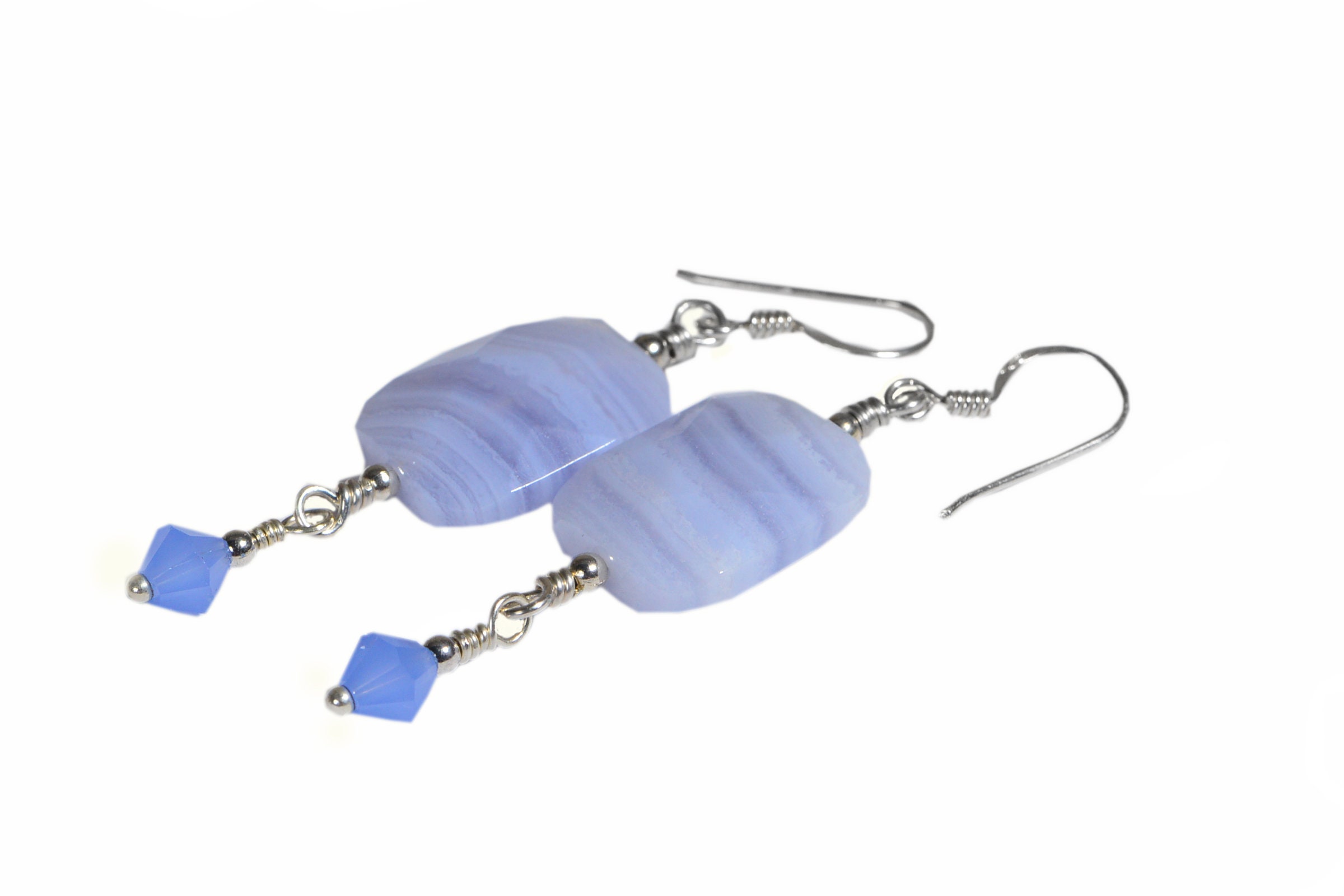 Blue Lace Agate Earrings. Dangle Eariings Gemstone Earrings. | Etsy