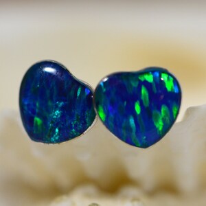 Blue Opal Earrings Bezel Set Sterling Silver Earrings Birthstone Jewelry Opal Jewelry