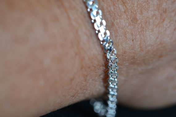 Silver Flat Chain Bracelet Stackable Sterling Sil… - image 10