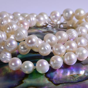 8mm Freshwater Pearl Necklace Knotted On Silk Classic Bridal Gift Ivory Pearl AA+
