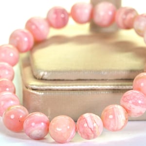 AAA Peruvian Pink Opal Bracelet 8mm Pink Opal Bracelet Birthstone Bracelet Gemstone Pink Bracelet Stretch Cord  Healing Crystal Bracelet