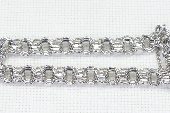 Heavy Bismark Chain Bracelet Byzantine Rhodium Over Sterling