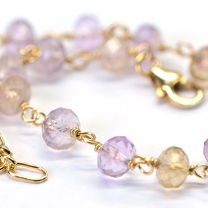 Ametrine Bracelet 14K Yellow Gold Filing Wire Wraped Gemstone Chain Bracelet