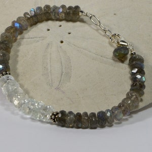 Gemstone Bracelet Labradorite Sterling Silver Bangle Bracelet Birthstone Jewelry  Dainty Bracelet