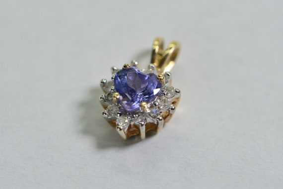 Natural Tanzanite and Diamond Heart Pendant Tiny … - image 6