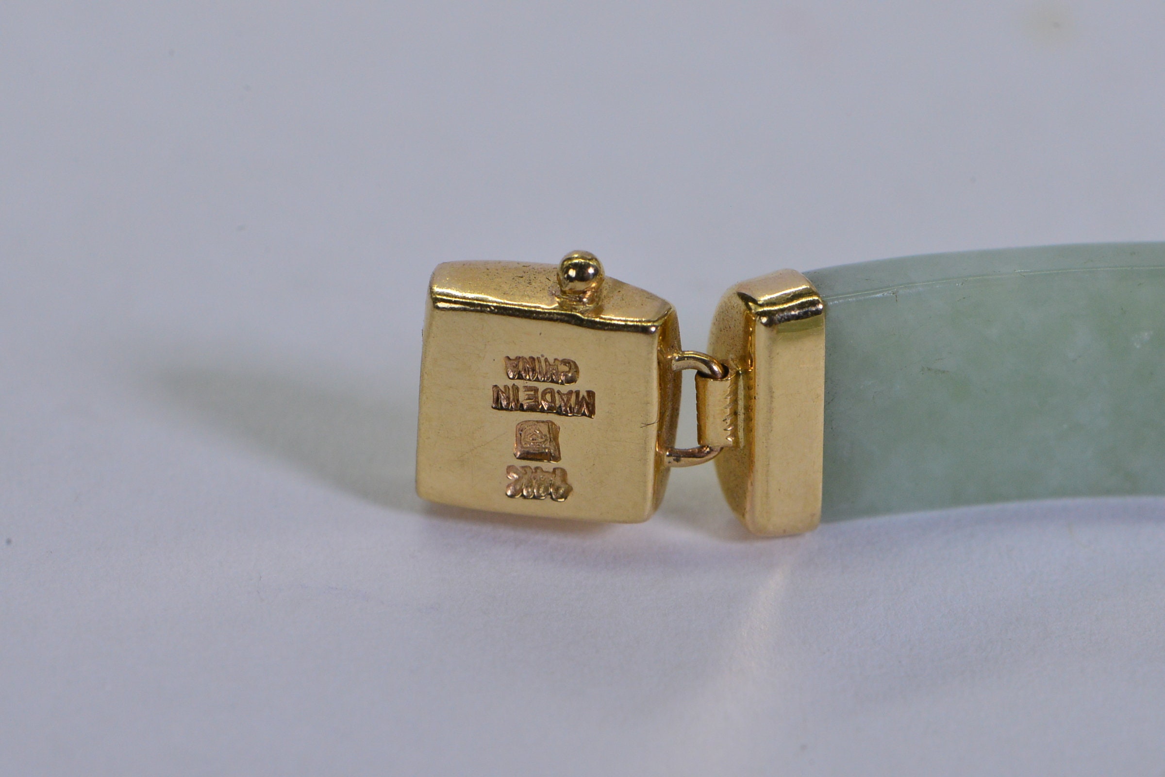 Lucky Mint Green Jade Bracelet, 14K Gold Vintage Link Bracelet - Etsy