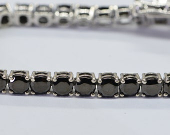 Black Diamond Tennis Bracelet in  925 Sterling Silver Multi Stone Bracelet Vintage Jewelry