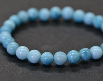 Larimar Quartz Blue  6mm Round Beads Bracelet Stretch Cord Yoga Bracelet  Friendship Bracelet Boho Bracelet Gemstone Bracelet