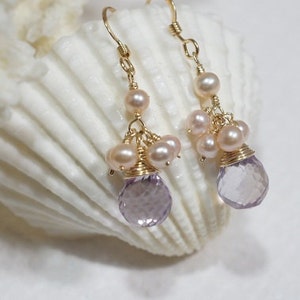 Pink Topaz Earrings Birthstone Jewelry Mother's Gift image 2