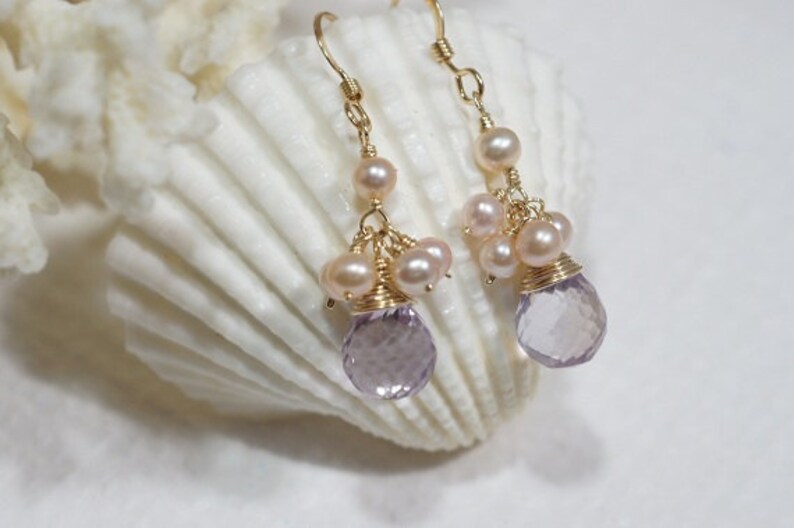 Pink Topaz Earrings Birthstone Jewelry Mother's Gift image 2