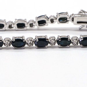 Sapphire Tennis Bracelet Sterling Silver  Gemstone Bracelet Vintage Bracelet