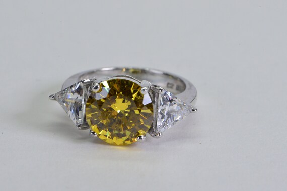 Simulated Yellow Diamond Ring: Sterling Silver Tr… - image 4