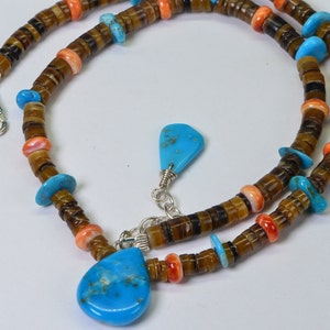 Natural Spiny Oyster Shell Turquoise Sleeping Beauty Necklace Pendant Sterling Silver Gemstone necklace Choker Necklace For Man or Women